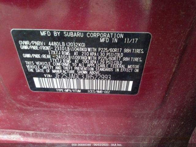 JF2SJAGC3JH522993 Subaru Forester Premium