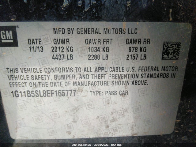 Chevrolet MALIBU LS 2014 1G11B5SL8EF165777 Image 10