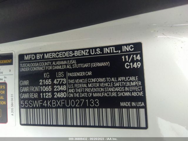 55SWF4KBXFU027133 Mercedes-Benz C-class C 300