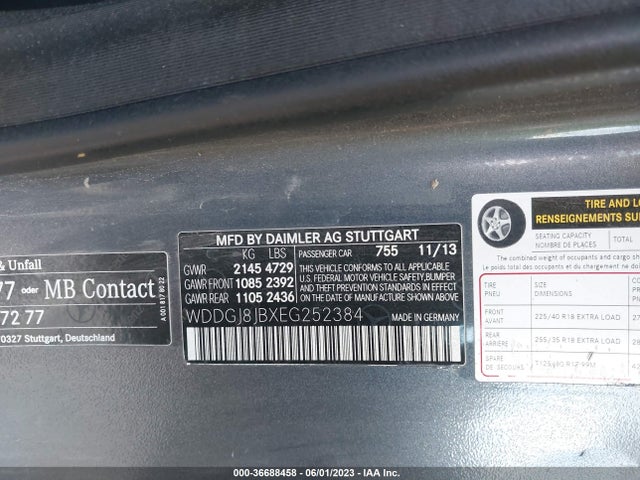 WDDGJ8JBXEG252384 Mercedes-Benz C-class C 350