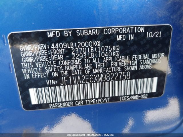 JF1VA2E6XM9822758 Subaru Wrx Sti