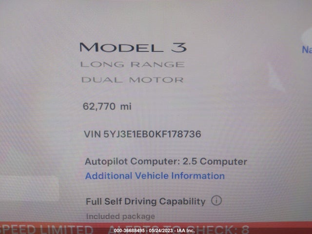 Tesla Model 3 Long Range/performance 2019 5YJ3E1EB0KF178736 Image 9
