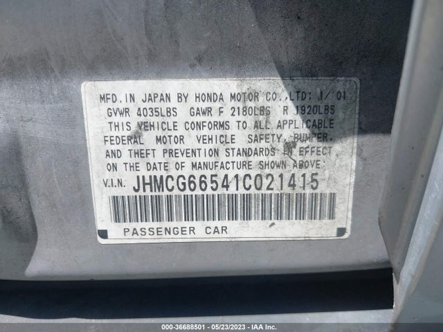 2001 HONDA ACCORD SDN LX VIN: JHMCG66541C021415