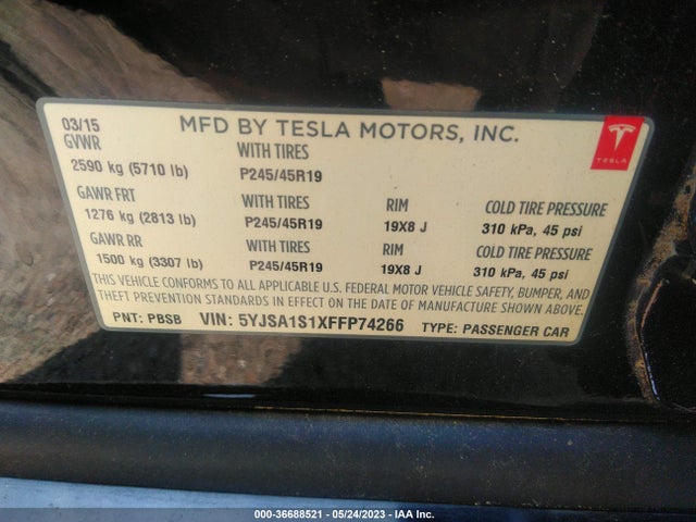 5YJSA1S1XFFP74266 Tesla Model S Kwh Battery