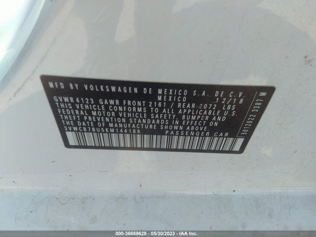 3VWCB7BU5KM144186 Volkswagen Jetta S/se/r-line