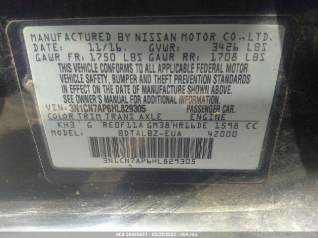 3N1CN7AP6HL829305 Nissan Versa Sedan Sv