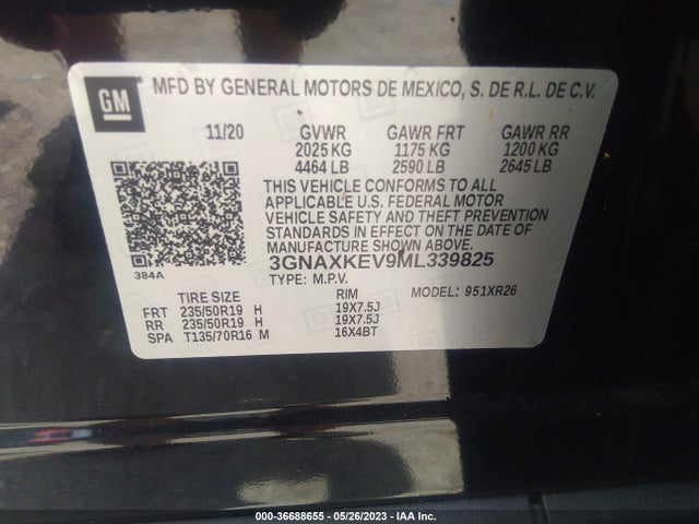 Chevrolet EQUINOX LT 2021 3GNAXKEV9ML339825 Image 9