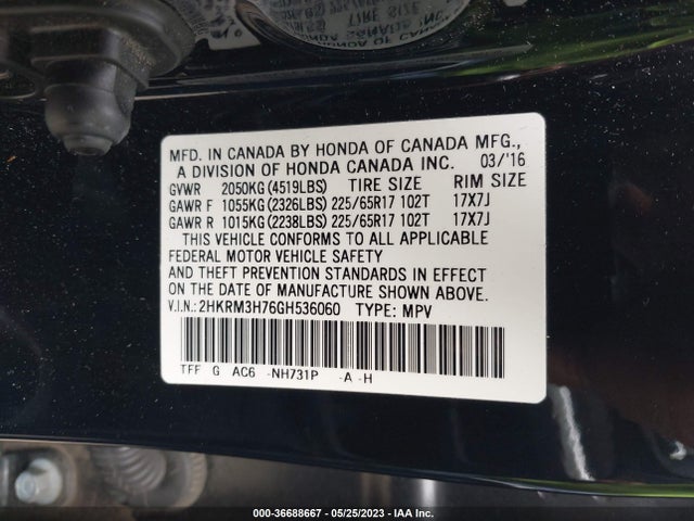 Honda Cr-v Ex-l 2016 2HKRM3H76GH536060 Image 11
