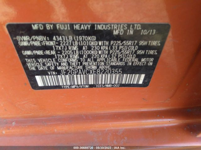 JF2GPAVCXE8220355 Subaru Xv Crosstrek Premium