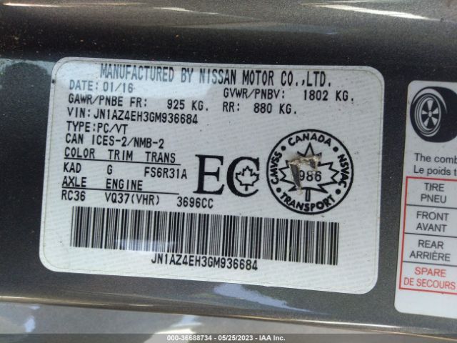 JN1AZ4EH3GM936684 Nissan 370Z