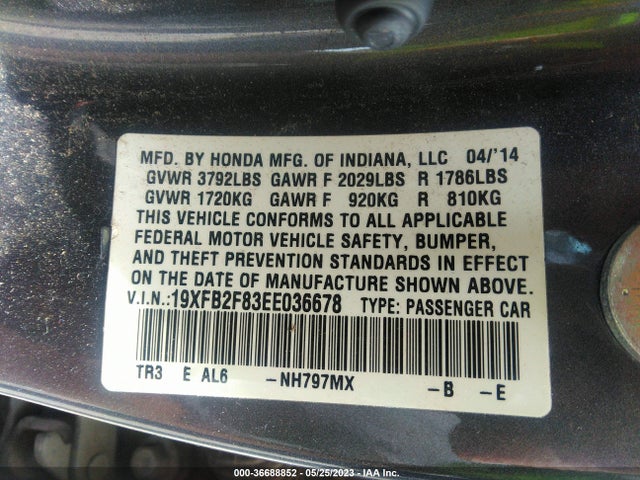 Honda Civic Sedan Ex 2014 19XFB2F83EE036678 Image 9