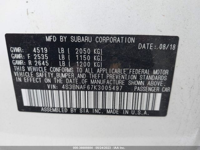 4S3BNAF67K3005497 Subaru Legacy Premium