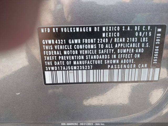 3VWD17AJ5GM235237 Volkswagen Jetta Sedan 1.8t Sport