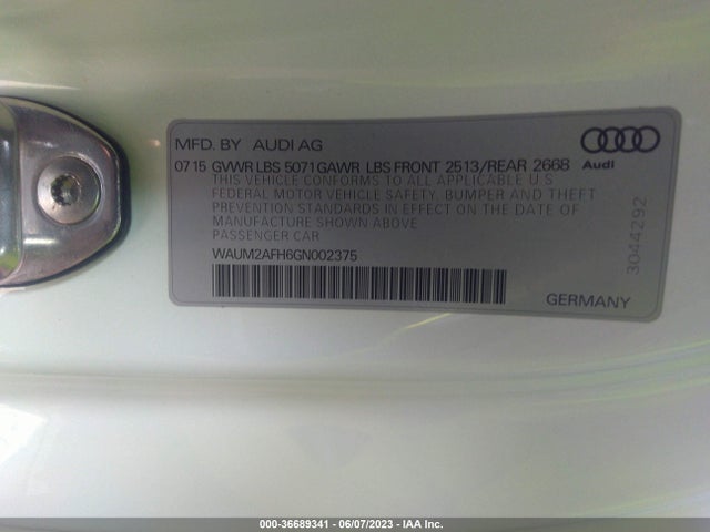 WAUM2AFH6GN002375 Audi A5 Premium Plus