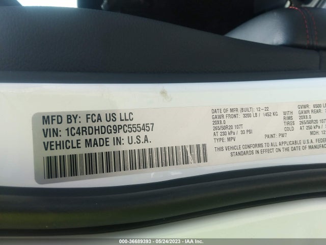 2023 Dodge Durango, VIN: 1C4RDHDG9PC555457