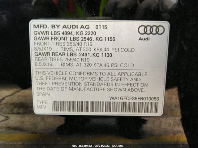 WA1GFCFS5FR010058 Audi Q3 2.0t Prestige