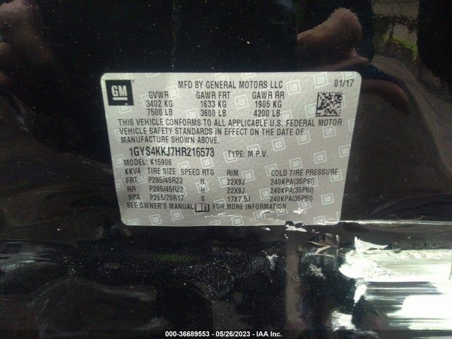 1GYS4KKJ7HR216573 Cadillac Escalade Esv Platinum
