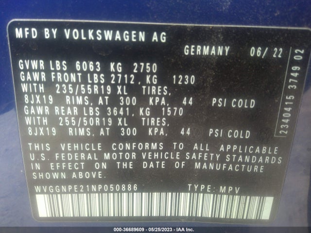 2022 Volkswagen ID.4, VIN: WVGGNPE21NP050886