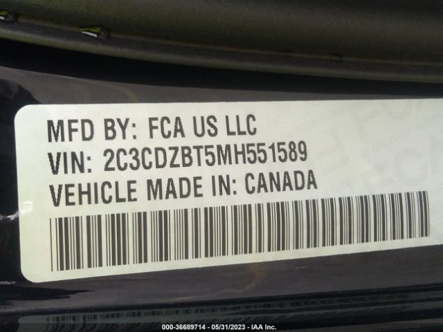 2C3CDZBT5MH551589 Dodge Challenger R/t
