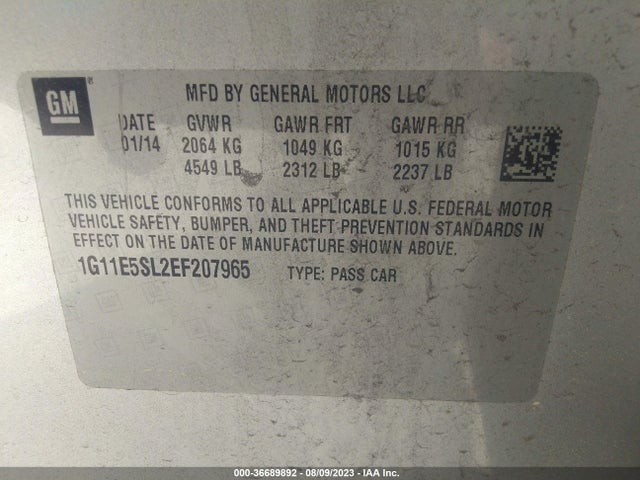 Chevrolet MALIBU LT 2014 1G11E5SL2EF207965 Image 10