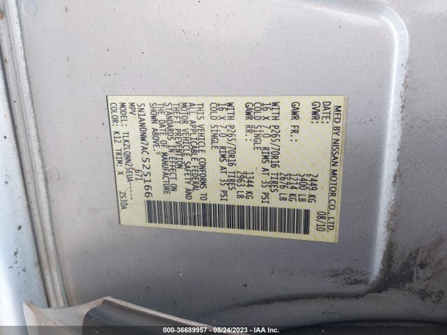 2010 NISSAN XTERRA X VIN: 5N1AN0NW7AC525166