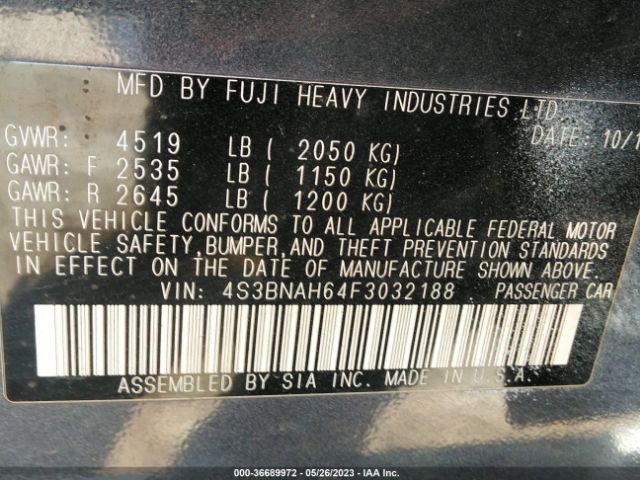 4S3BNAH64F3032188 Subaru Legacy 2.5i Premium