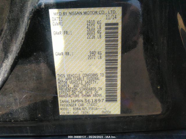 1N4AL3AP9FN361897 Nissan Altima 2.5 Sl