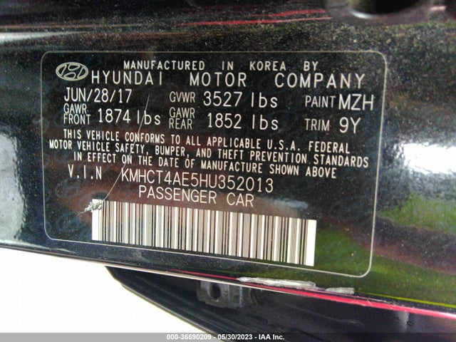 2017 HYUNDAI ACCENT SE VIN: KMHCT4AE5HU352013