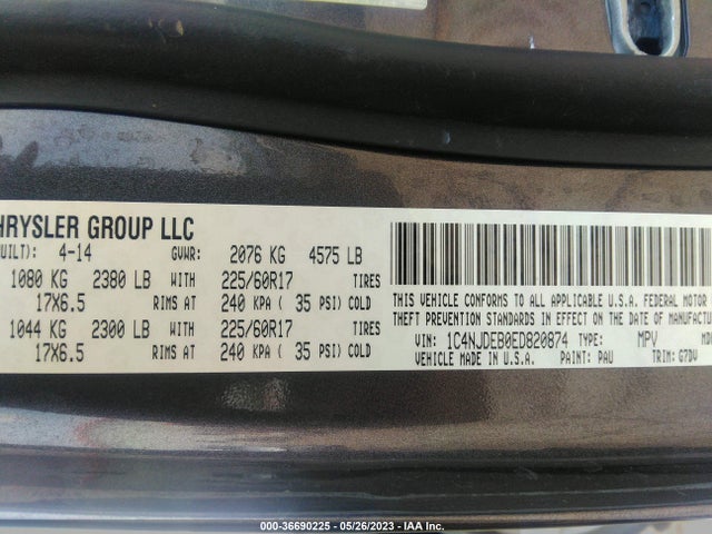 1C4NJDEB0ED820874 Jeep Compass Latitude