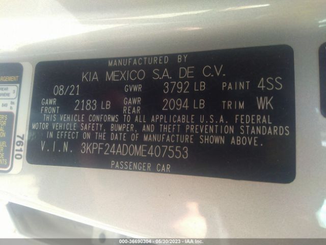 3KPF24AD0ME407553 KIA Forte Lxs