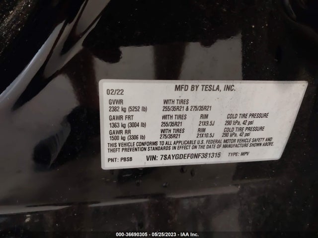 Tesla Model Y Performance 2022 7SAYGDEF0NF381315 Image 9