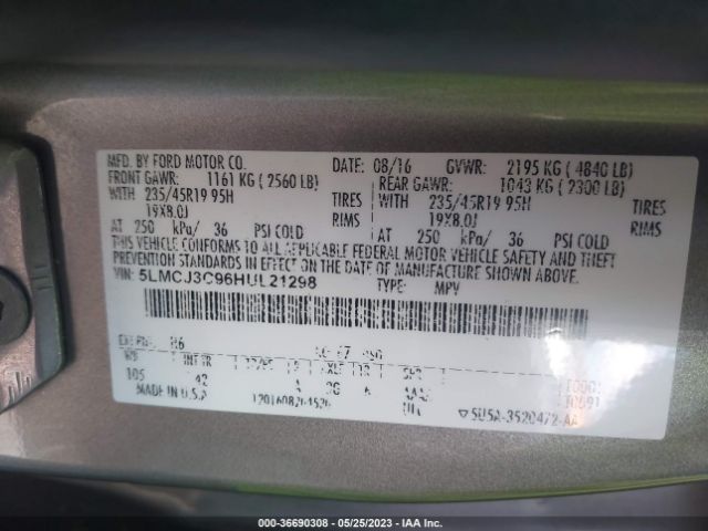 5LMCJ3C96HUL21298 Lincoln Mkc Reserve