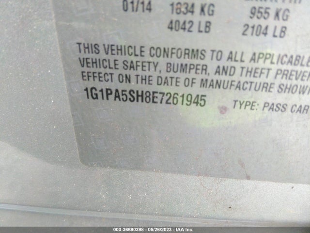Chevrolet CRUZE LS 2014 1G1PA5SH8E7261945 Image 9