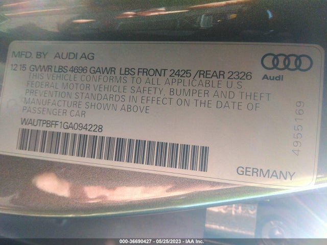 WAUTPBFF1GA094228 Audi A3 E-tron Premium Plus