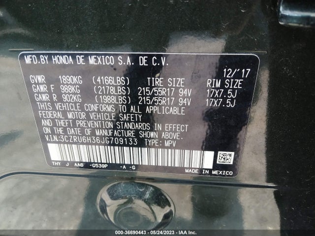 Honda HR-V LX 2018 3CZRU6H36JG709133 Image 9