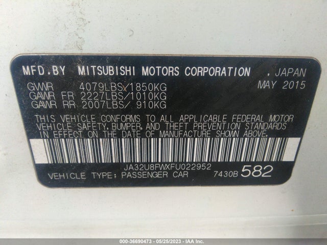 JA32U8FWXFU022952 Mitsubishi LANCER GT