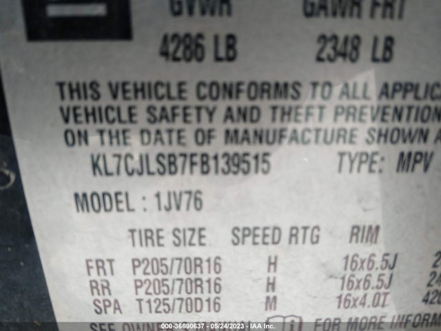 Chevrolet Trax Lt 2015 KL7CJLSB7FB139515 Image 9