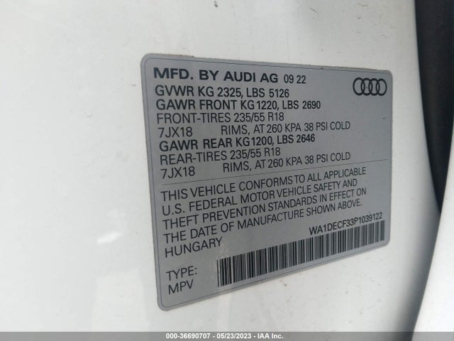 WA1DECF33P1039122 Audi Q3 S Line Premium