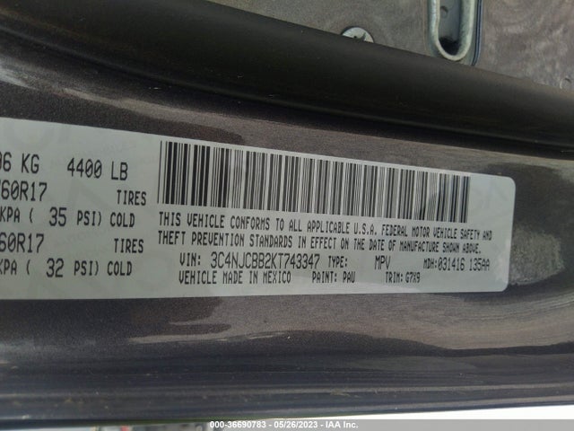 3C4NJCBB2KT743347 Jeep Compass Latitude