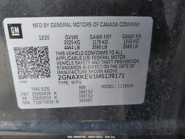 Chevrolet EQUINOX LT 2021 2GNAXKEV1M6139171 Image 9