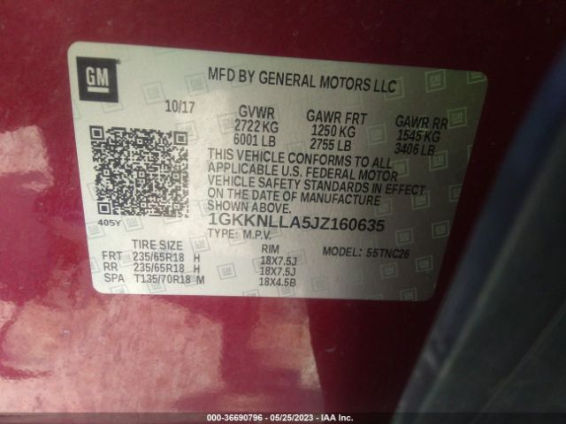 1GKKNLLA5JZ160635 GMC ACADIA SLE