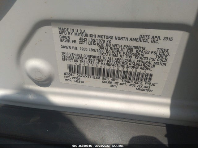 4A4AP4AU5FE033914 Mitsubishi Outlander Sport Se