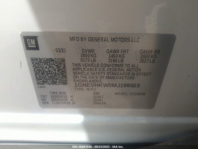 Chevrolet Traverse Lt Leather 2021 1GNEVHKW0MJ199503 Image 9