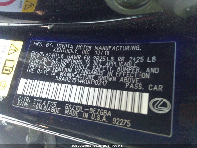 2019 Lexus ES, VIN: 58ABZ1B14KU010217
