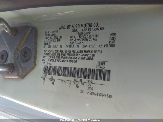 Ford Transit Connect Van Xlt 2019 NM0LS7F24K1419200 Image 10