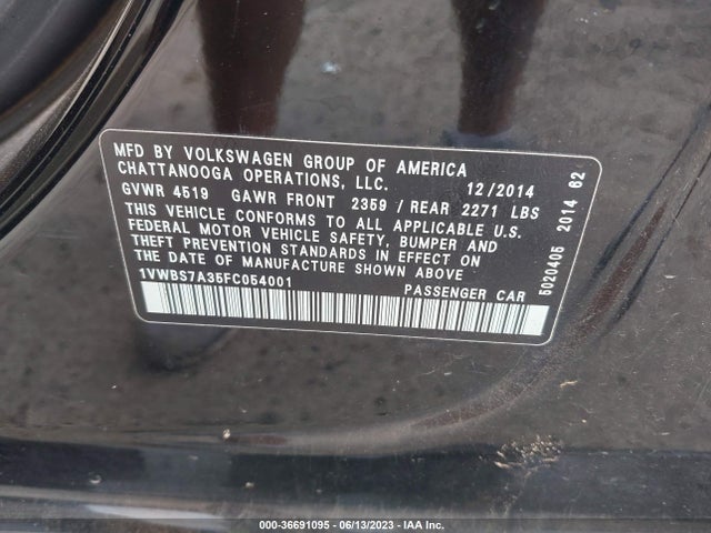 1VWBS7A35FC054001 Volkswagen Passat 1.8t Se