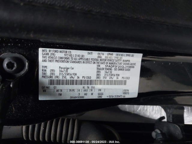 Ford FOCUS SE 2016 1FADP3F20GL319856 Image 10