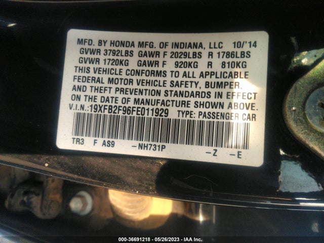 Honda Civic Sedan Ex-l 2015 19XFB2F96FE011929 Image 9