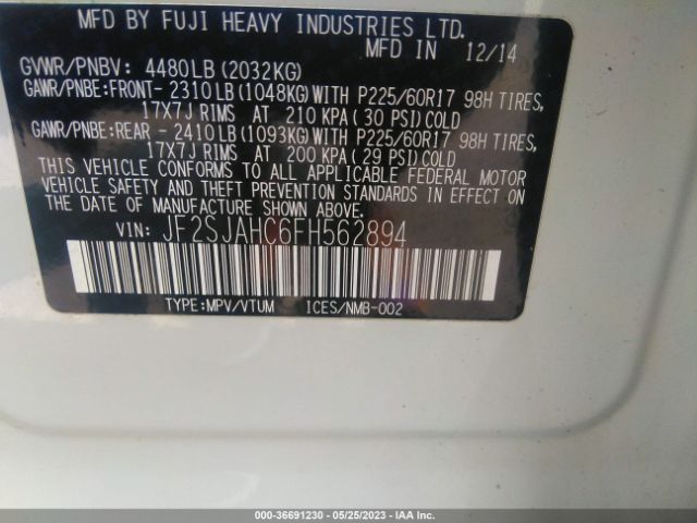 JF2SJAHC6FH562894 Subaru Forester 2.5i Limited
