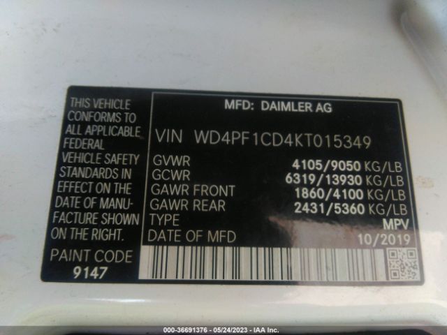WD4PF1CD4KT015349 Mercedes-Benz SPRINTER VAN
